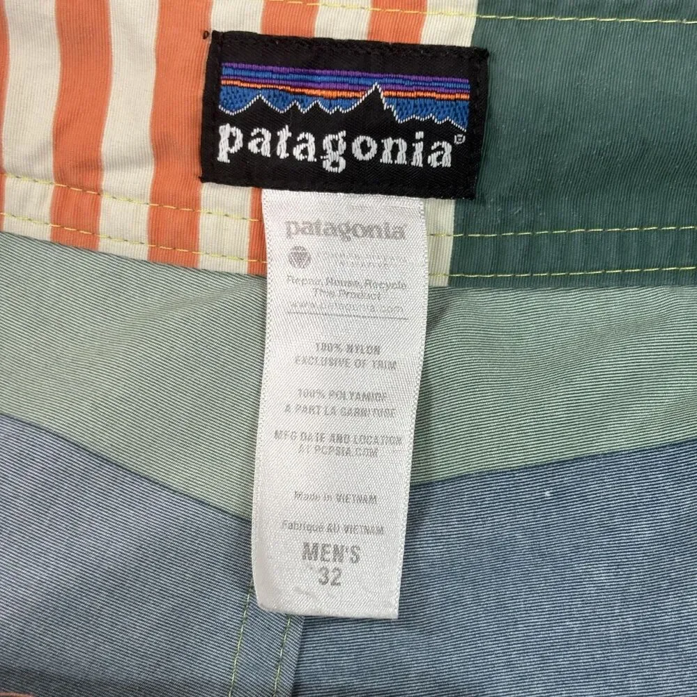 Patagonia Wavefarer Board Shorts Men's 32 Striped Swim Trunks Cargo Pocket